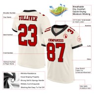 Custom Cream Red-Black Mesh Authentic Football Jersey Custom Cream Red-Black Mesh Authentic Football Jersey