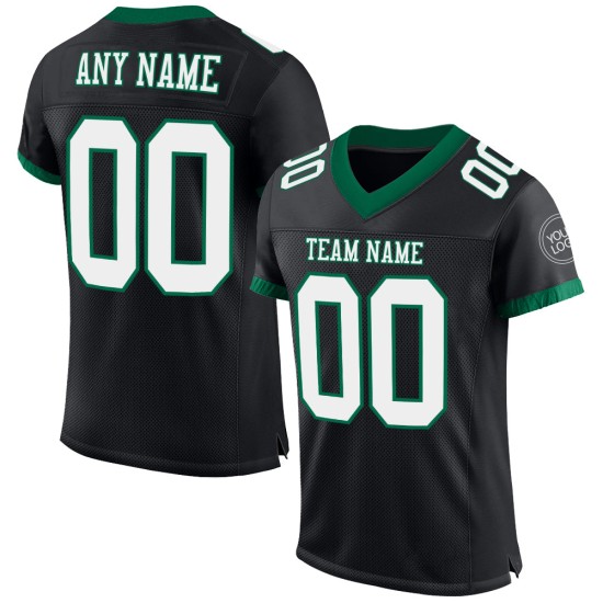 Custom Black White-Kelly Green Mesh Authentic Football Jersey Custom Black White-Kelly Green Mesh Authentic Football Jersey